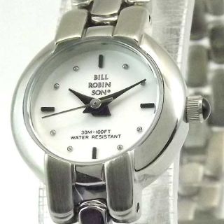 Bill Robinson Womens Round Silver Tone White Dial Bracelet Watch New 