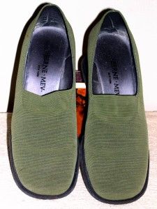 Womens 8.5 BERNE MEV Olive Green Stretch Fabric Comfort Shoes