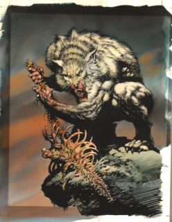 Bernie Wrightson Original Art Werewolf Eating NM Very Detailed Blood 