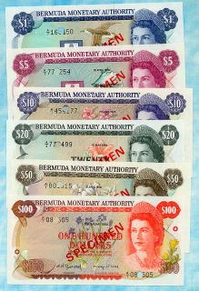 BERMUDA 1 100 Dollars 1970 80s.SPECIMENs CU