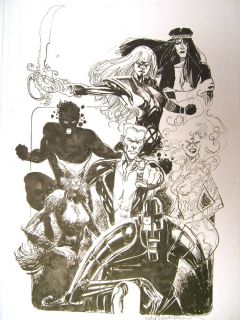 Bill Sienkiewicz Original New Mutants Team Splash Artwork