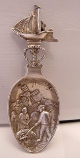   silver export caddy spoon berthold muller 1915 london import marks
