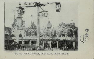 1905 Postcard Flying Swings Luna Park Coney Island