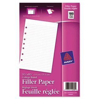AVE 14230 6 Avery Mini Binder Filler Paper 8 5x5 5 7 Hole Punch
