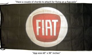 Great New Fiat Flag Banner Grande Punto 500 Cinquecento Linea Black 