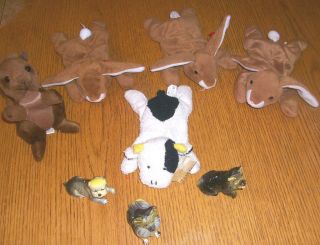 large lot PLUSH ANIMALS BUNNY COW SQUIRREL NEW RAY DOGS 3 1 MISMARKED 
