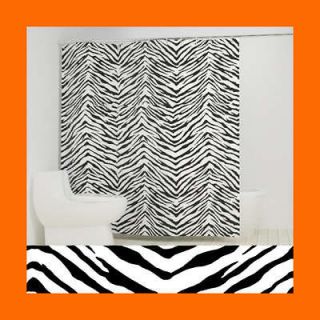 70x70 ZEBRA Black+White Stripes Bathtub SHOWER CURTAIN Drape Hooks 