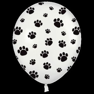   PRINTS BALLOONS 11 White Black Dog Puppy Cat Latex Animal Party Pack