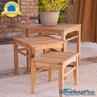   Nesting Tables Set Outdoor Furniture Patio Garden Wood Table