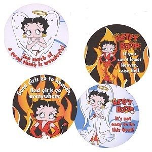 Betty Boop Angel Devil Tin Coasters Brand New