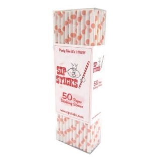 50 Pack Sipsticks Biodegradable Paper Drinking Straws 1950s Theme 