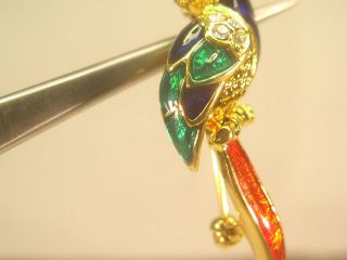 Designer Enamel Macau Bird Pin Brooch Swarovski Crystal