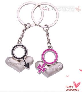 1pair Lover Couple Keychain Key Chain 2pcs Keyrings Rings Heart