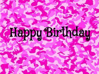 Pink Camo Edible Image Cake Decoration Birthday Party Topper Favor 