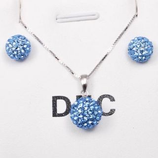   Crystal Ball Earrings Necklace Jewelry Set Dec Birthstone