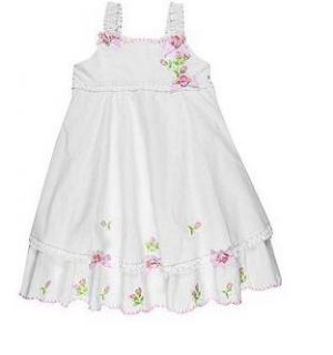 Baby Biscotti Girls Knitted Flower One Piece Cotton Dresses White Size 