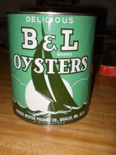 Vintage B L Oysters 1 Gal Can Bivalve Oyster Packing Bivalve Maryland