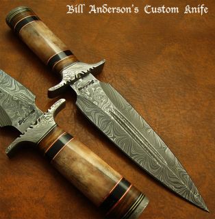 Bill Andersons RARE 1 of A Kind Custom Damascus Art Dagger Knife 