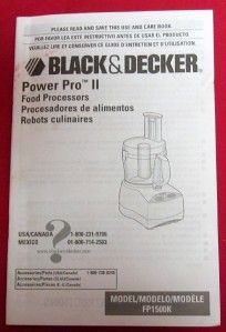 Black and Decker Power Pro II Food Processor Accessory Kit Model 