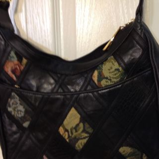 Cabin Creek Black Leather Patchwork Purse Shoulder Bag