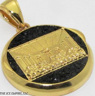 Gold Finish Iced Out Last Supper Medallion Pendant P193