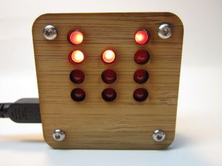 Binary Clock Kit in Sustainable Bamboo Case USB Powered