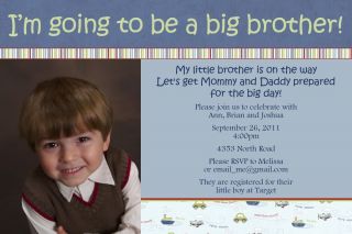 Personalized Big Brother Baby Shower Invitation