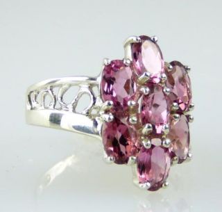 Pink Tourmaline Cluster Ring 3 15cttw Sterling Silver