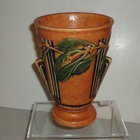 Roseville Laurel Vase 673 8 Orange 1934