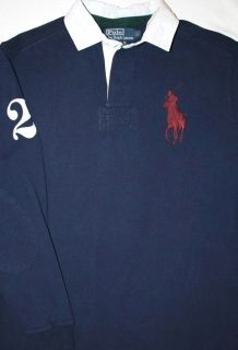 NWT Polo Ralph Lauren M & L NAVY Big Pony Rugby Shirt MEDIUM LARGE