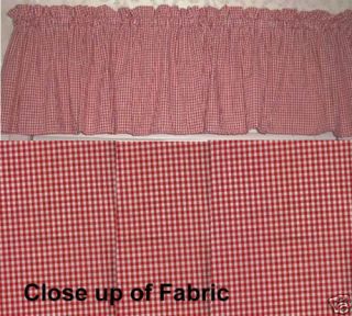 New Red White Gingham Checkered Check Valance Curtain