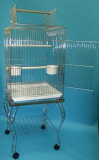 Parrot Bird Cage Top Play w Stand Wheel 20x20x57 0121