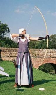 female Swiss archer, in her traditional dress or costume.