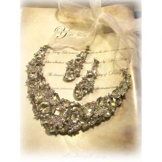 Gorgeous OOAK Bridal statement swarovski rhinestone necklace fashion 