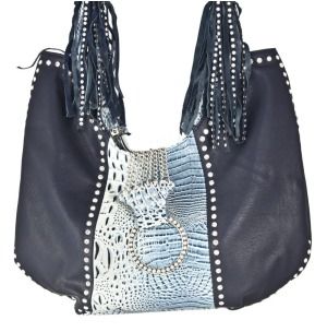 Blue Elegance Big Blue Handbag Rocker Style Studded Fri