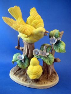 Collectible Porcelain Mother & Baby Canary Bird Figurine   Royal Crown