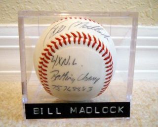 Bill Madlock Signed Ball 4X NL Batting Champ w Cube