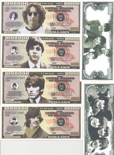 Beatles Collectible Money Set One Bill per Beatle