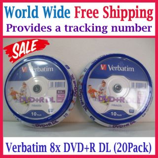 Verbatim 8x DVD R 8 5GB Dual Layer Recordable Blank DVDs 10 Pack x 2 