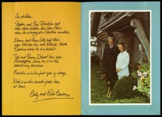 Billy Graham Vintage Original Christmas Card Xmas to Douglas Fairbanks 