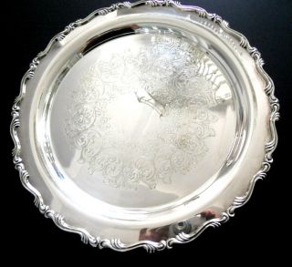 WILLIAM A. ROGERS SILVERPLATED 15 ROUND SILVER SERVING TRAY PLATTER 