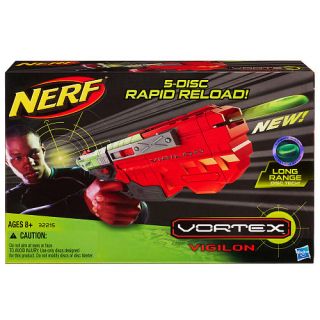   NERF VORTEX VIGILON 5 DISC INCLUDED RAPID RELOAD FIRE BLASTER GUN XLR