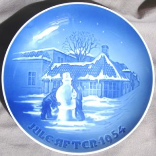 Bing Grondahl 1954 B G Christmas Plate Snowman Odense