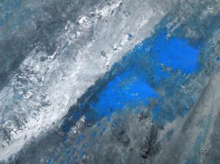 White and Some Blue Print of Acrylic Abstract Painting by Eddie Glass 