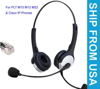 Binaural Telephone Headset for PLT M10 M12 & Cisco 7940 7960 7970 7971 
