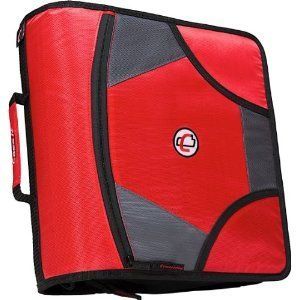   XLarge Capacity 4 Inch D Ring Zipper Binder with 5 Tab File Folder Red