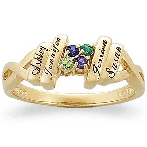 18K YG SS Customized by You Stunning Family Name Ring