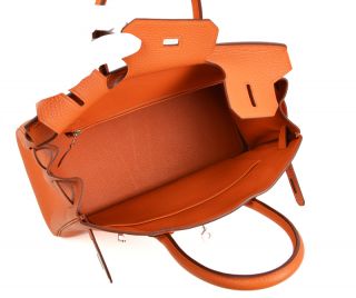 New Authentic Hermes Birkin 30 Orange Togo Leather Handbag Bag 