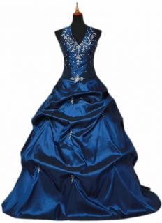 Blue Womens Formal Prom Ball Gown Evening Dress SIZE24