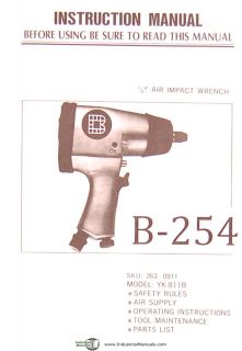 Black Decker 1 2 inch Air Impact Wrench YK 811B Operations and Parts 